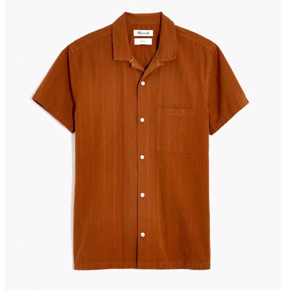 Textured Stripe Camp Shirt